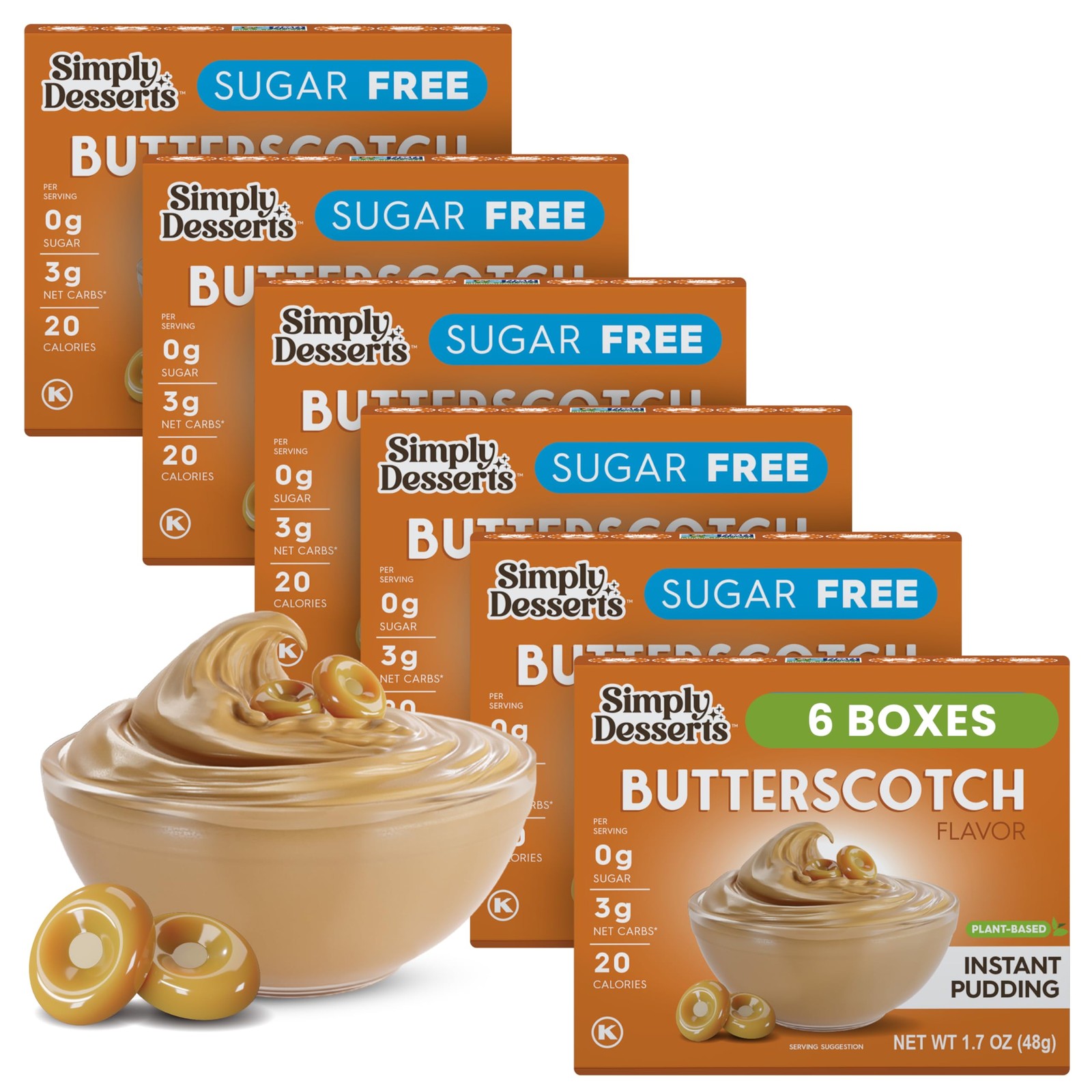 Simply Desserts Butterscotch Instant 1.7 Ounce (Pack of 6),