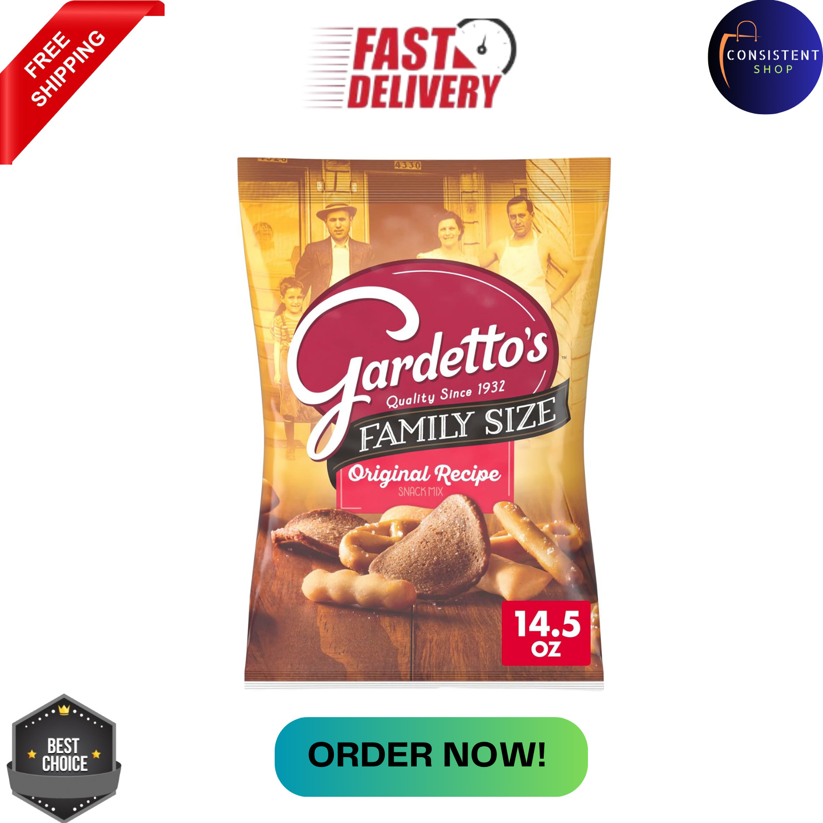 Gardetto’s Snack Mix, Original Recipe, Family Size, 14.5 oz