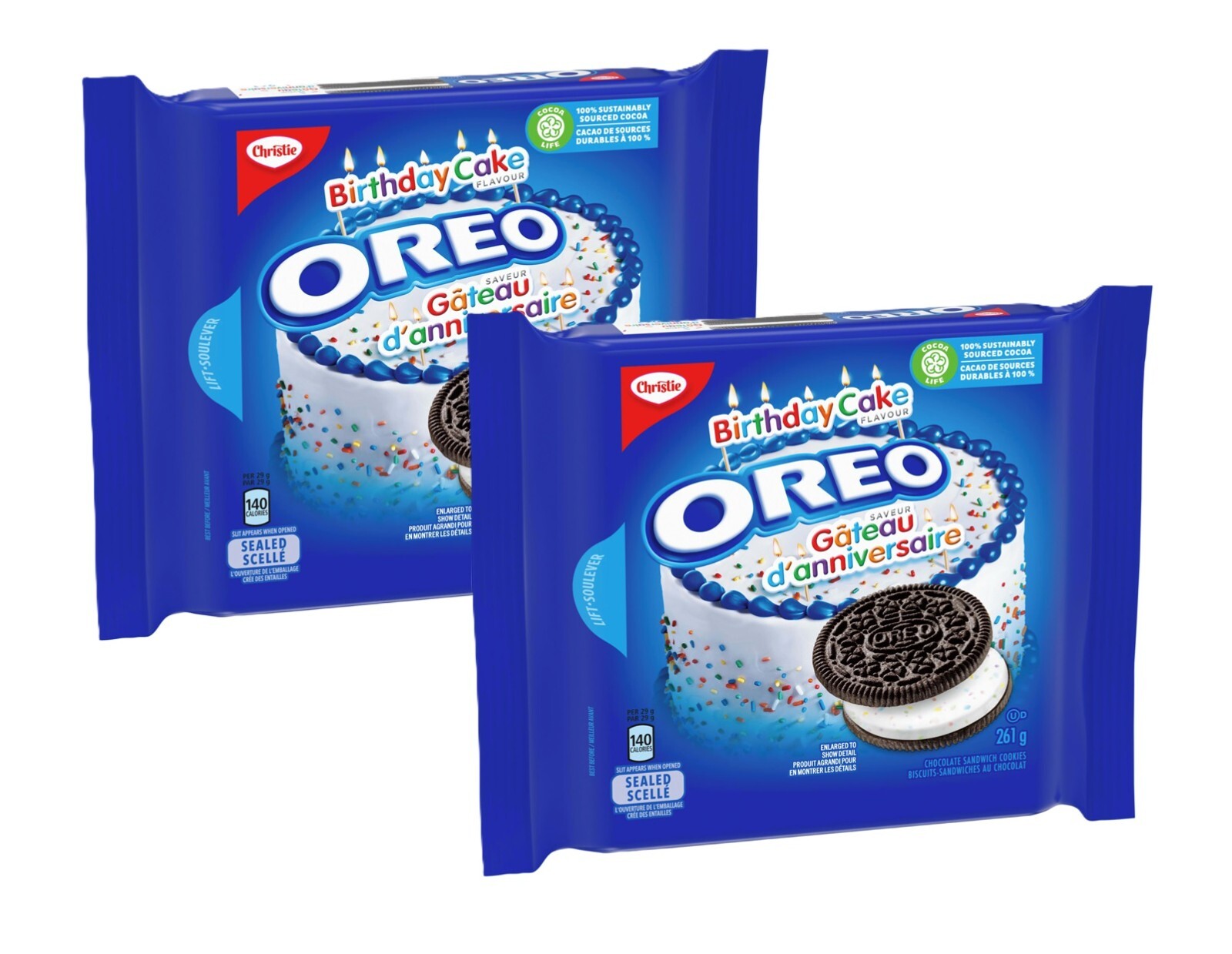 2-Pack Oreo Birthday Cake Sandwich Cookies (261g) Biscuit Snacks Sweet Canada