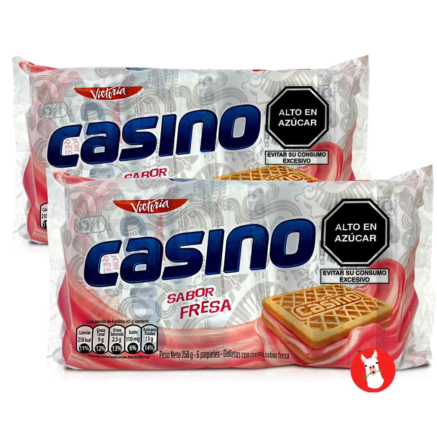 Victoria Casino Galletas Peruana Crema Sabor Fresa 258g each | Strawberry 2 Pack