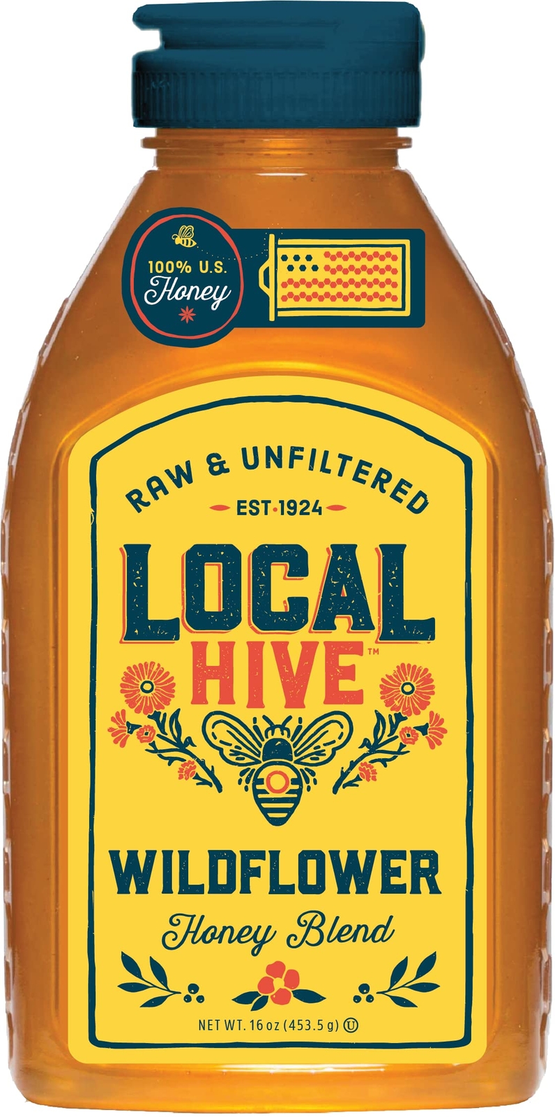 16 Ounce Raw Unfiltered Local Hive Honey Floral Notes All Natural Sweetener