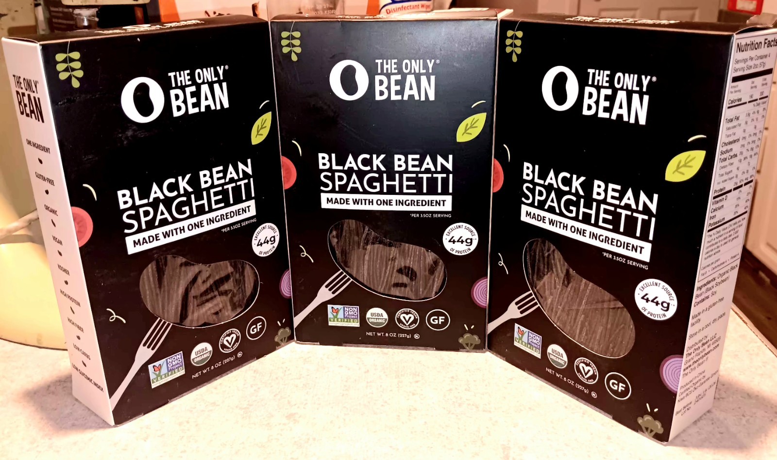 The Only Bean 3x8oz. Organic Black Bean Spaghetti Pasta – High Protein, Keto