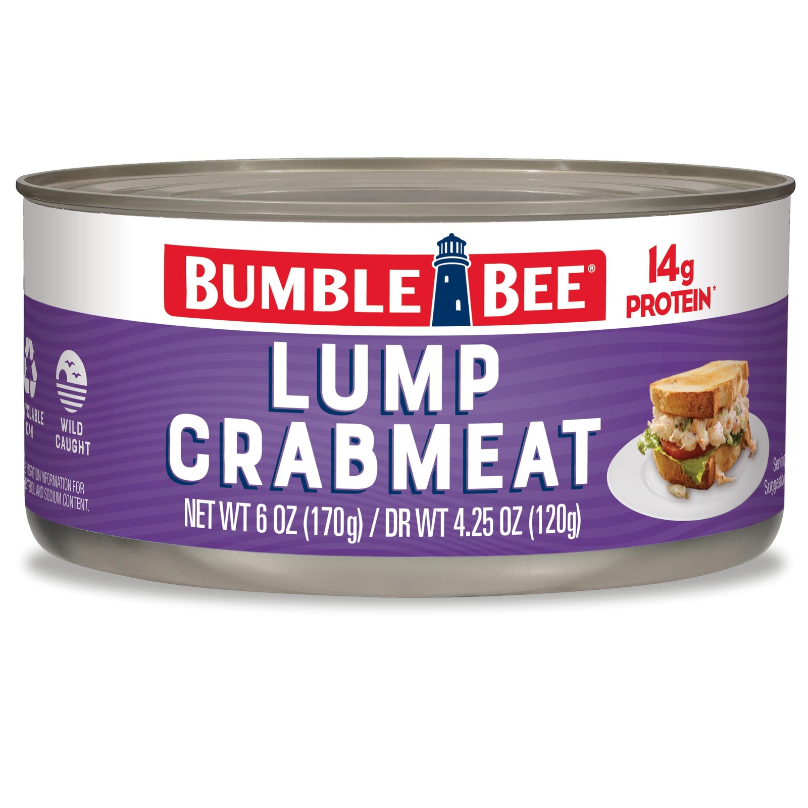 Lump Crab Meat, 6 oz Can – 14g Protein, Low Carb, Wild Caught, Small Chunks