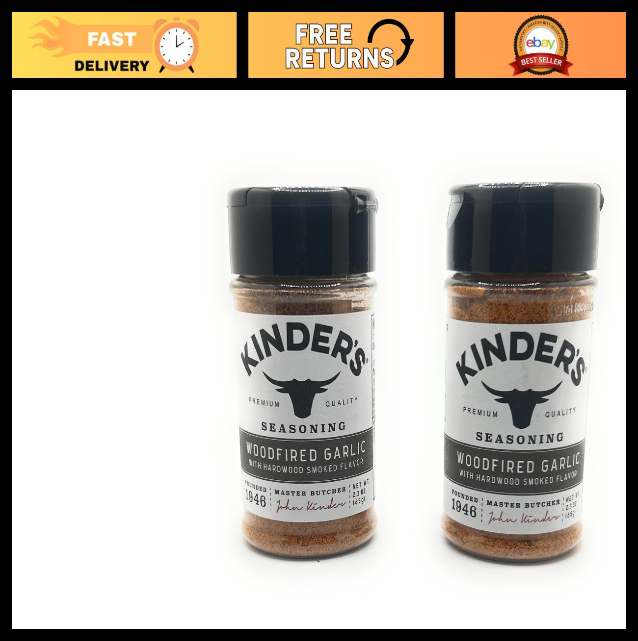 Woodfired Garlic Seasoning Rub – 2 Bottles, Flavorful BBQ Spice Blend, 2.3oz