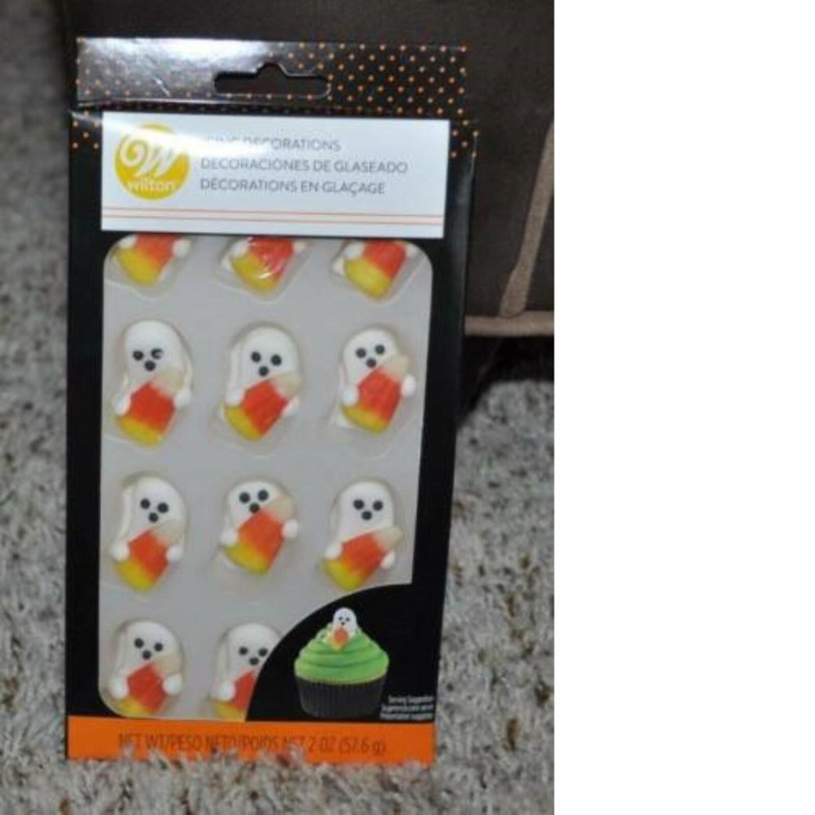 Ghosts Candycorn Icing Decoration 12 Pc Shimmering Baking Wilton Halloween