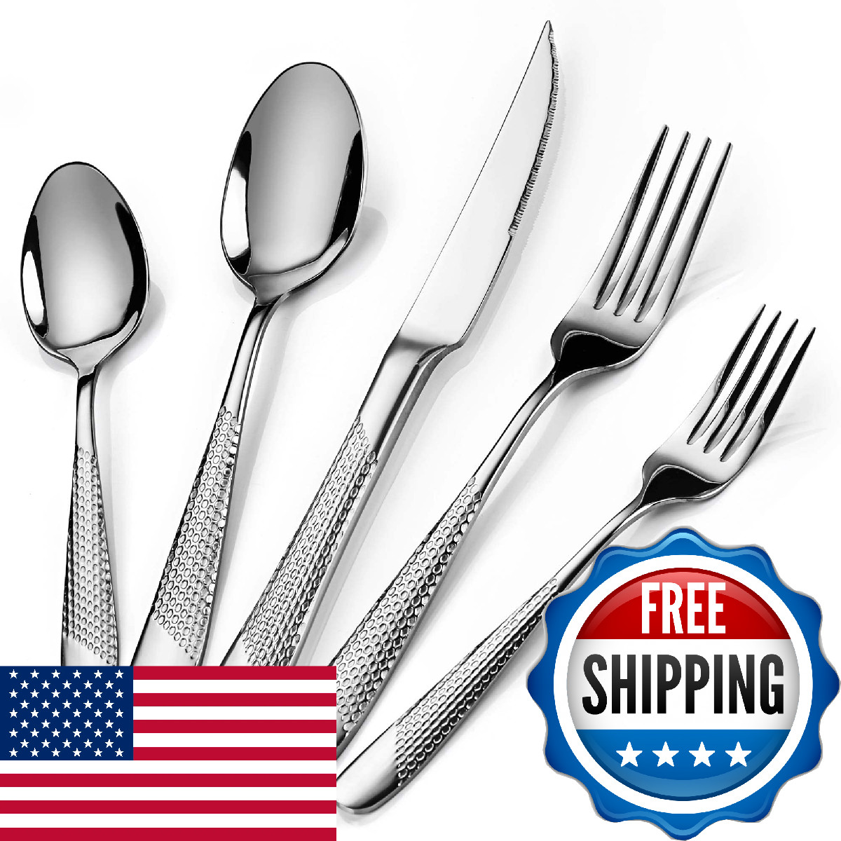 PUREAIN 30-Pc Silverware Set for 6, Stainless Steel Flatware, Mirror Polished