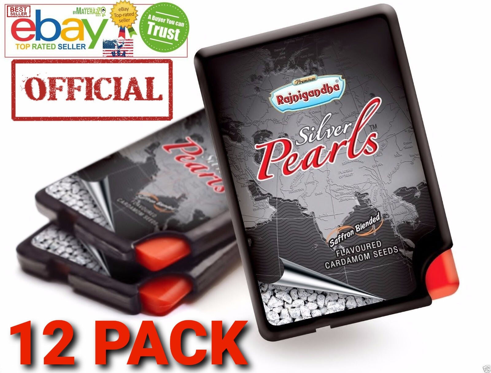Rajnigandha Silver Pearls Exp.2025 USA 12 PACK Saffron Blended Seed Mouth Fresh.
