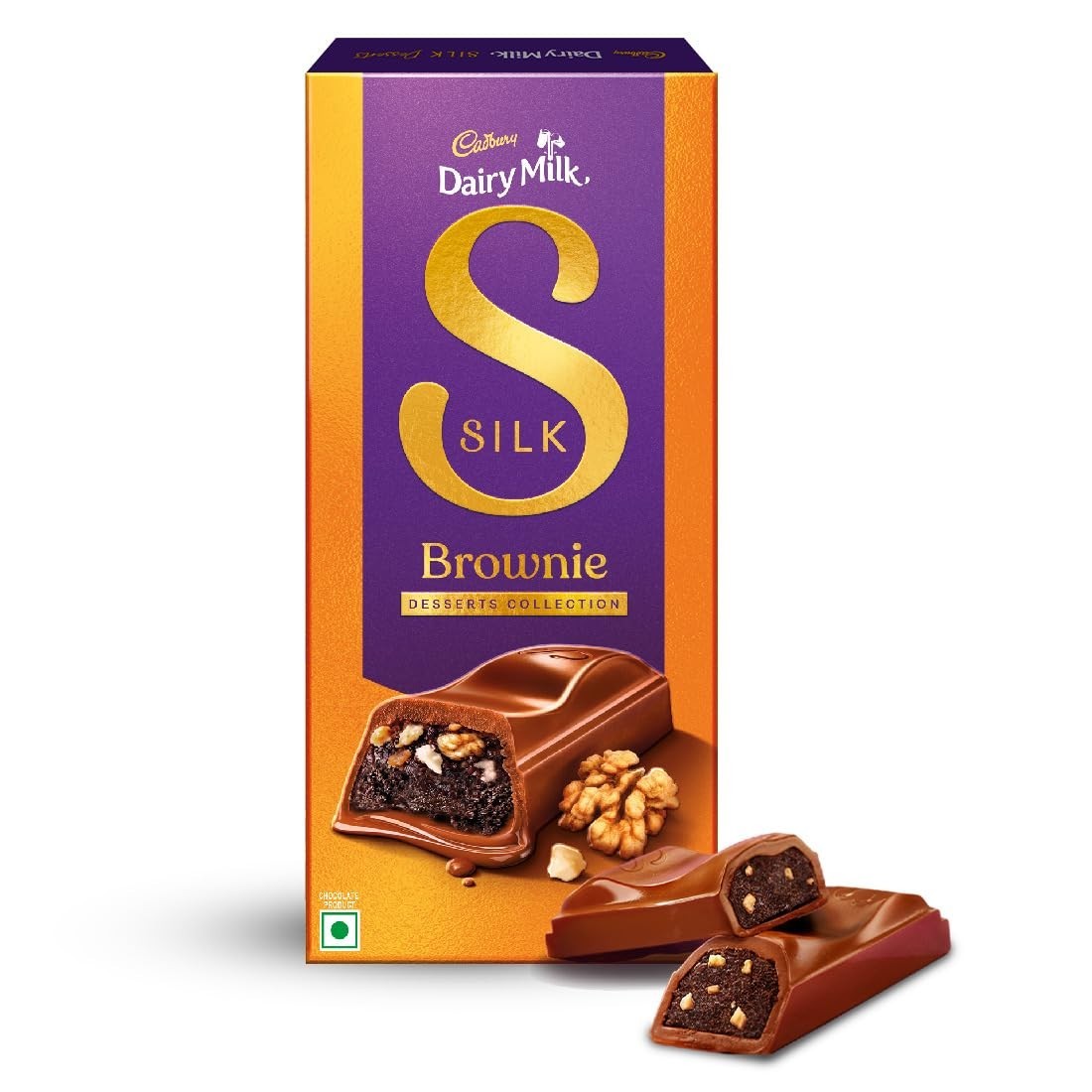 Cadbury Dairy Milk Silk Desserts Walnut Brownie Chocolate Bar, 140 g