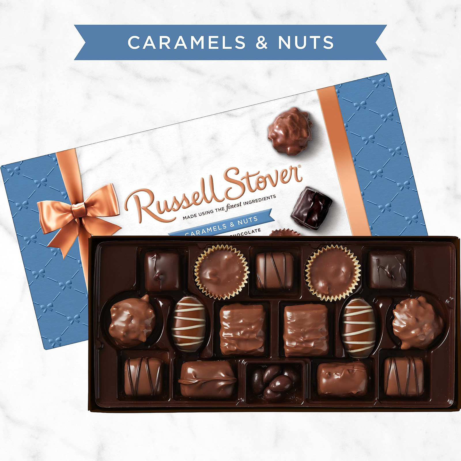 Russell Stover Caramels and Nuts Gift Box Assorted Chocolates 9.4oz