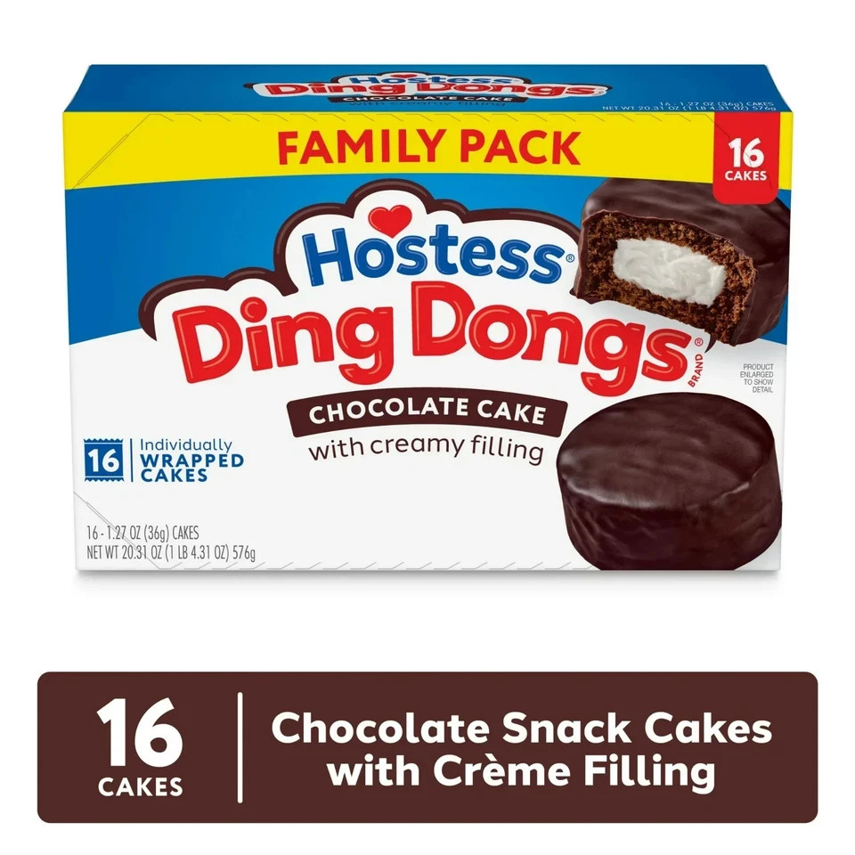 Hostess Ding Dongs Snack Cakes | Chocolate Flavor | 20.31 oz Box (16 Count)