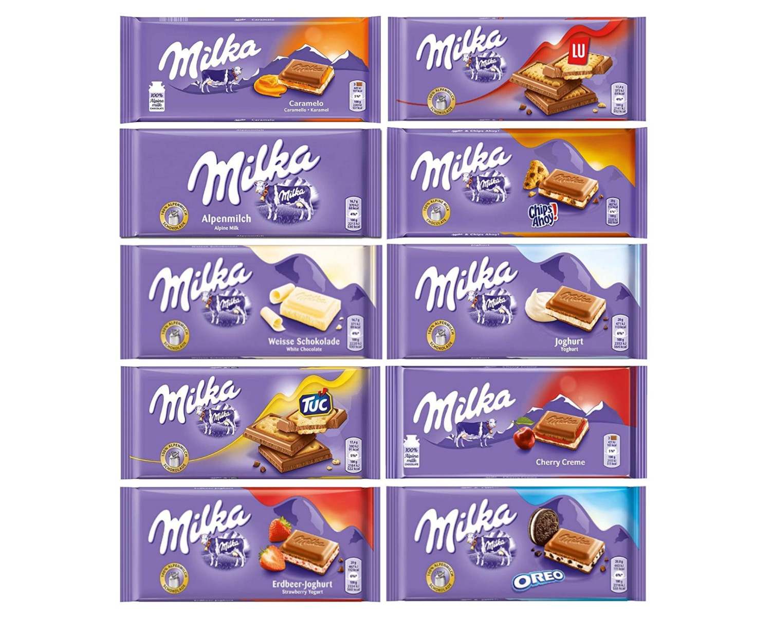 Milka Chocolate Assortment Variety Chocolate 10 Bars – Randomly Selected