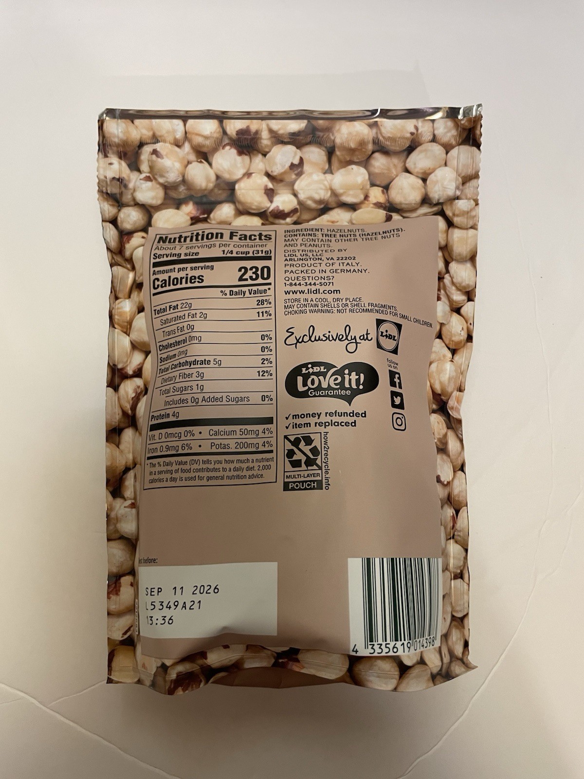Hazelnut Unsalted Dry Roasted Italian Hazelnuts 8 oz