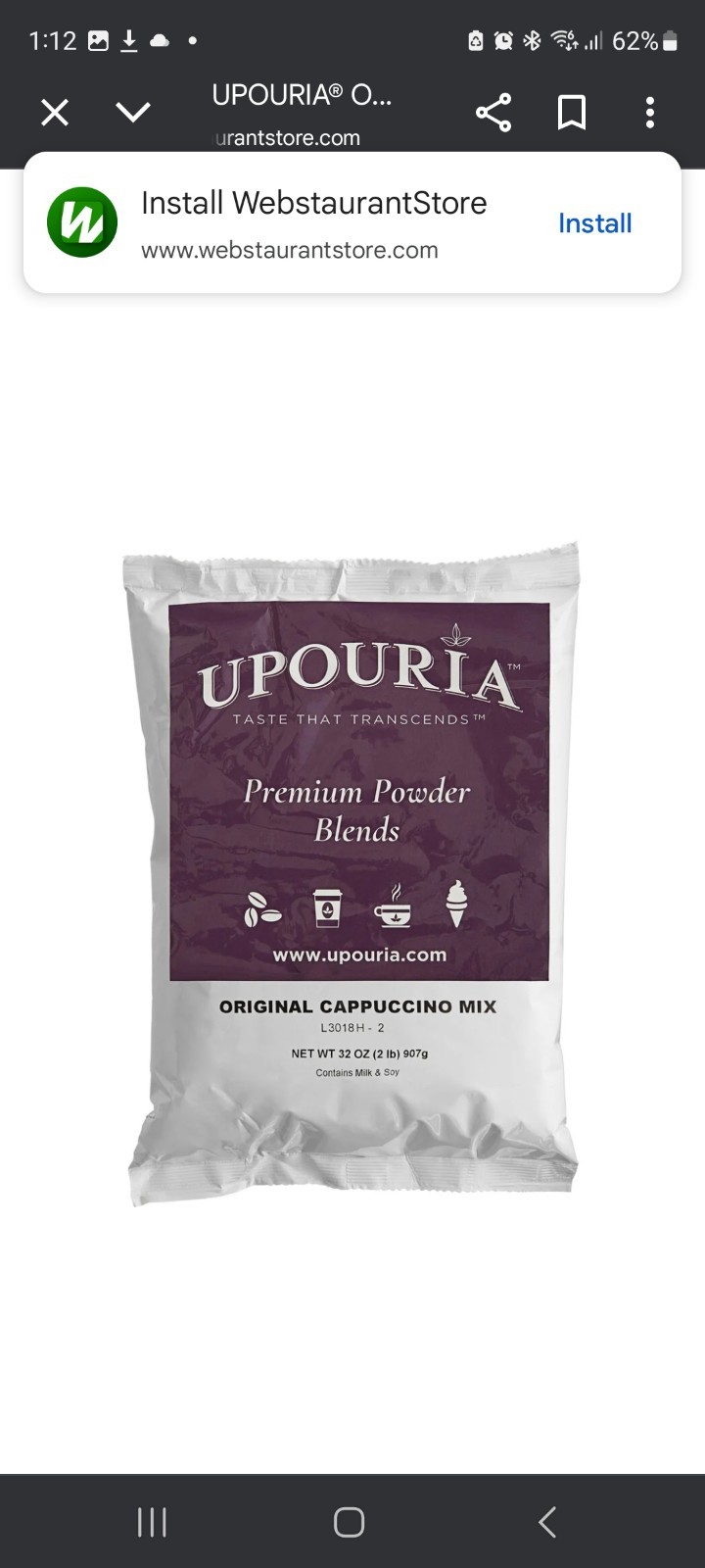 UPOURIA 2 lb. Cappuccino, Lattes and Hot Chocolate Mix (select flavor below)