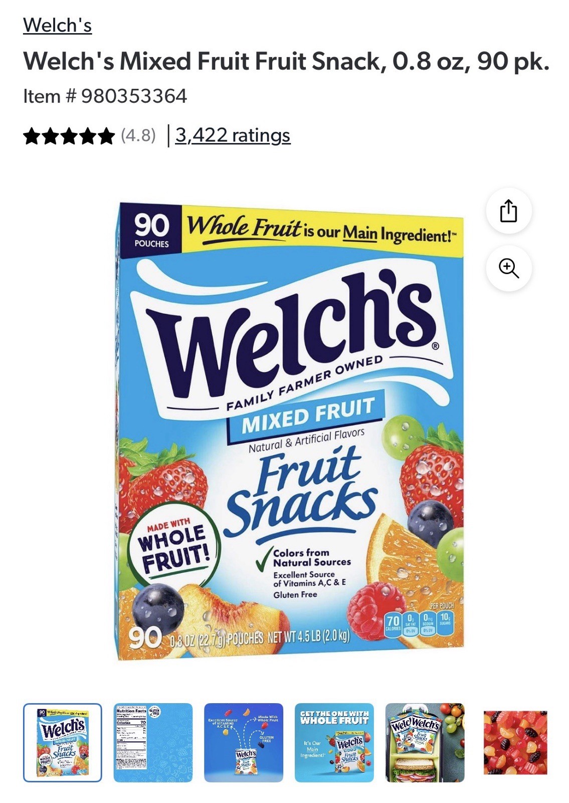 Welch’s Mixed Fruit Fruit Snack (90 ct.) Great Price