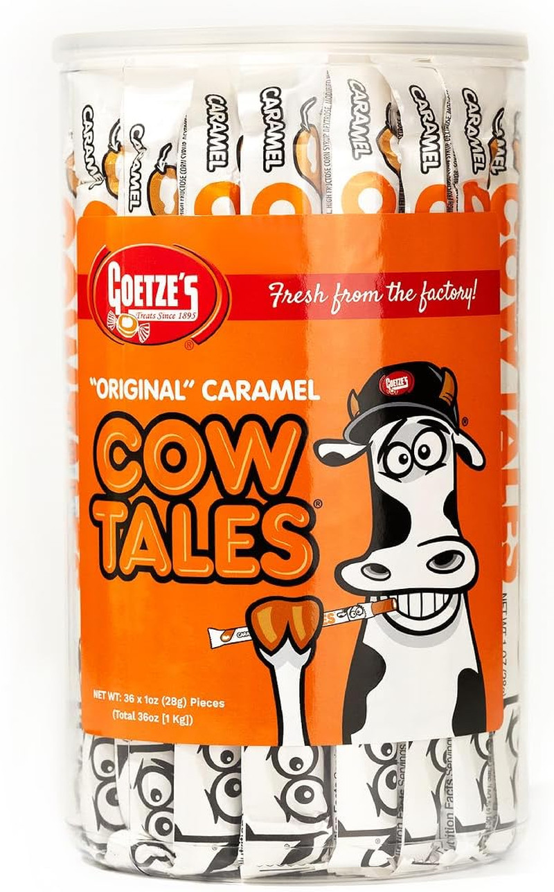 Candy Caramel Cow Tales – 2.25 Pound Canister (36 Ounces) – Fresh from the Facto