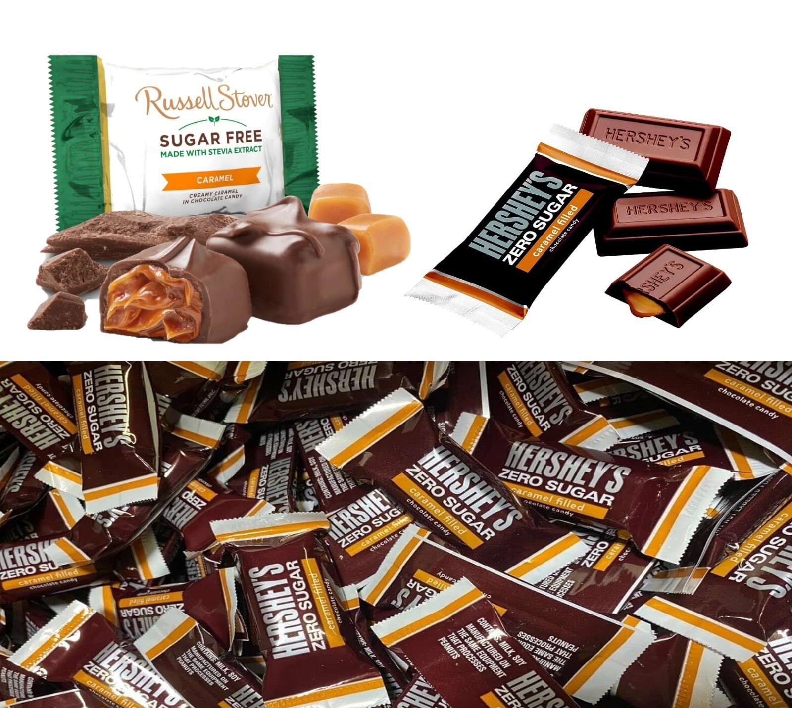 SUGAR FREE RUSSELL STOVER-HERSHEY’S CARAMEL CHOCOLATE CANDY BULK BAG VALUE PRICE