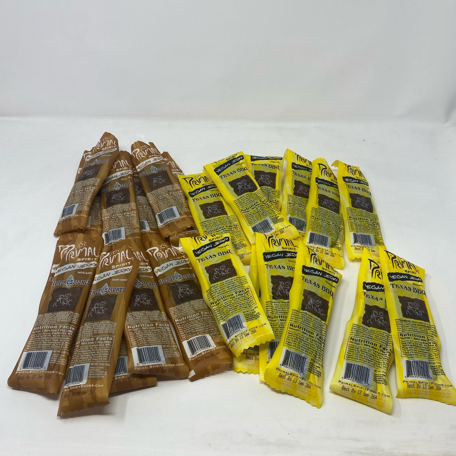 Primal Spirit Vegan Jerky 1oz Sticks Hickory Smoked & Texas BBQ