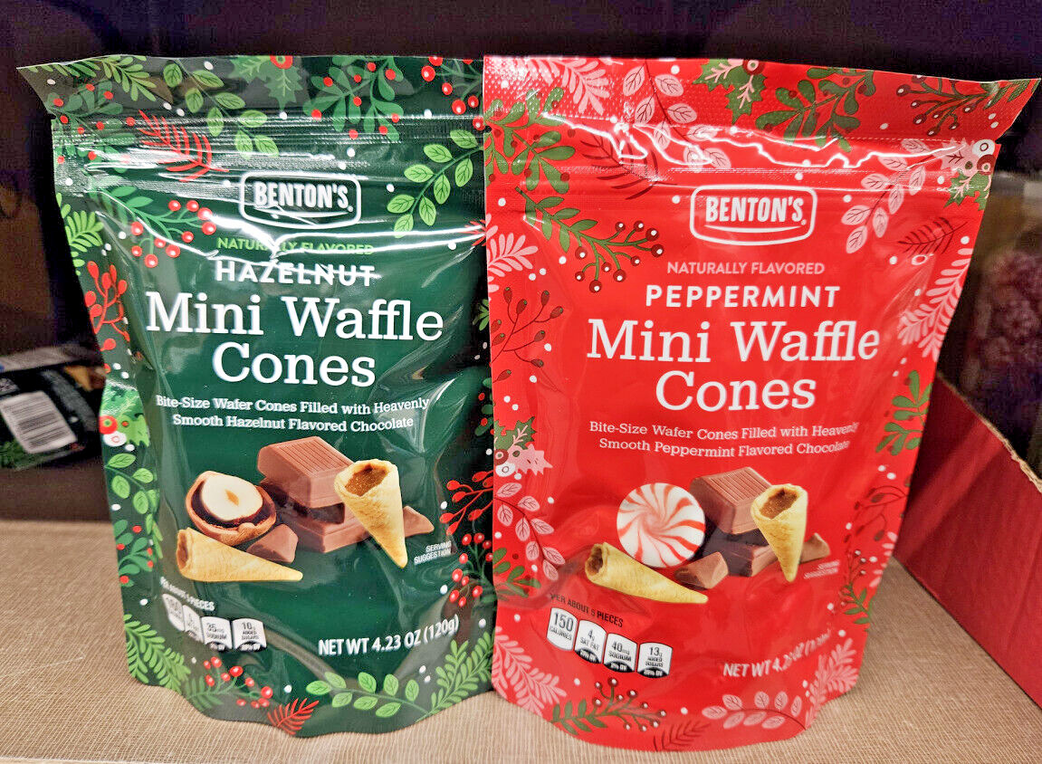 Benton’s Mini Waffle Cones Hazelnut & Peppermint 4.23oz 120g (2 Bags)