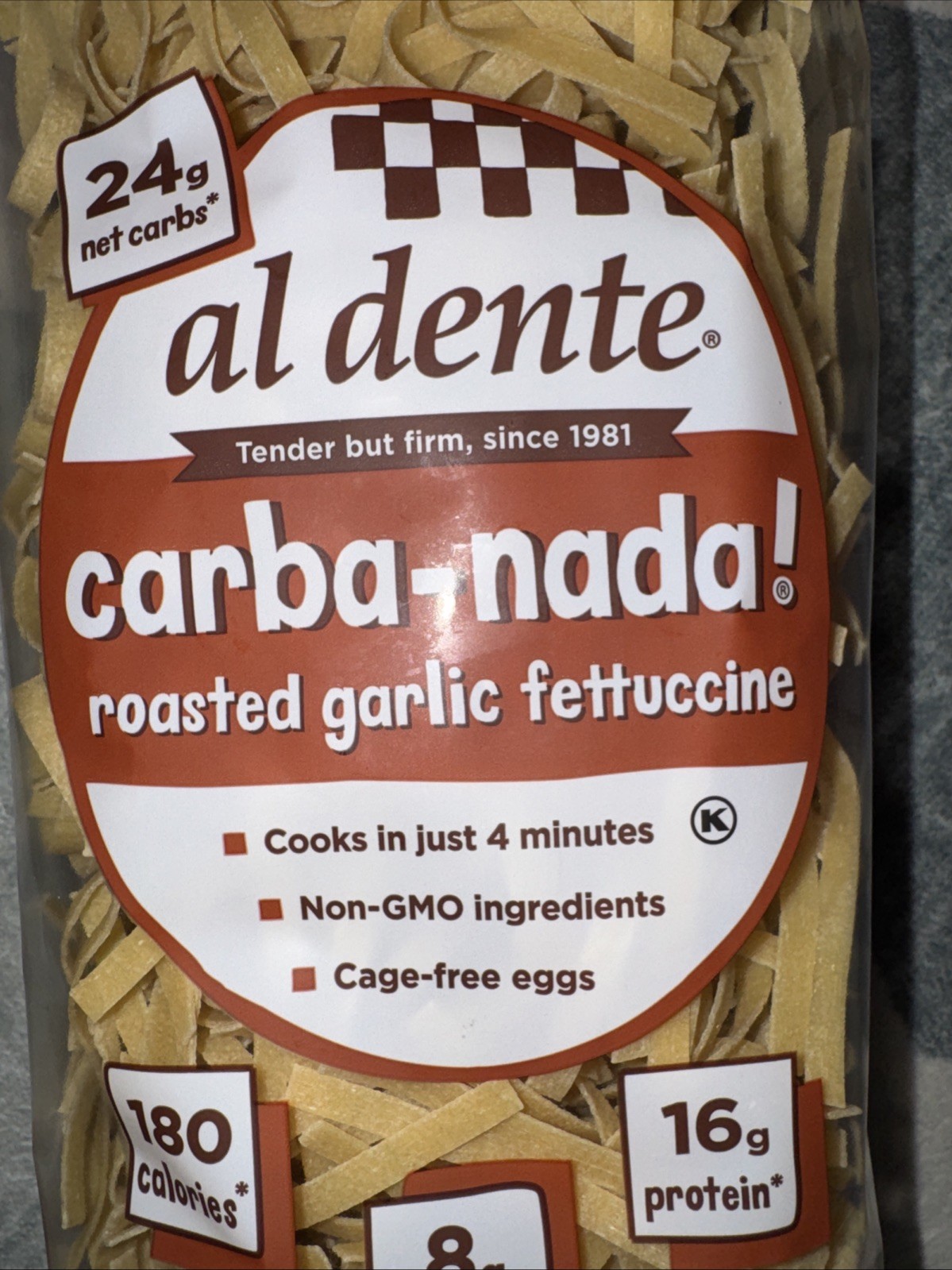 3 Pks AL DENTE Carba-Nada Fettuccine Roasted Garlic 10oz Packs Low Sugar & Carb