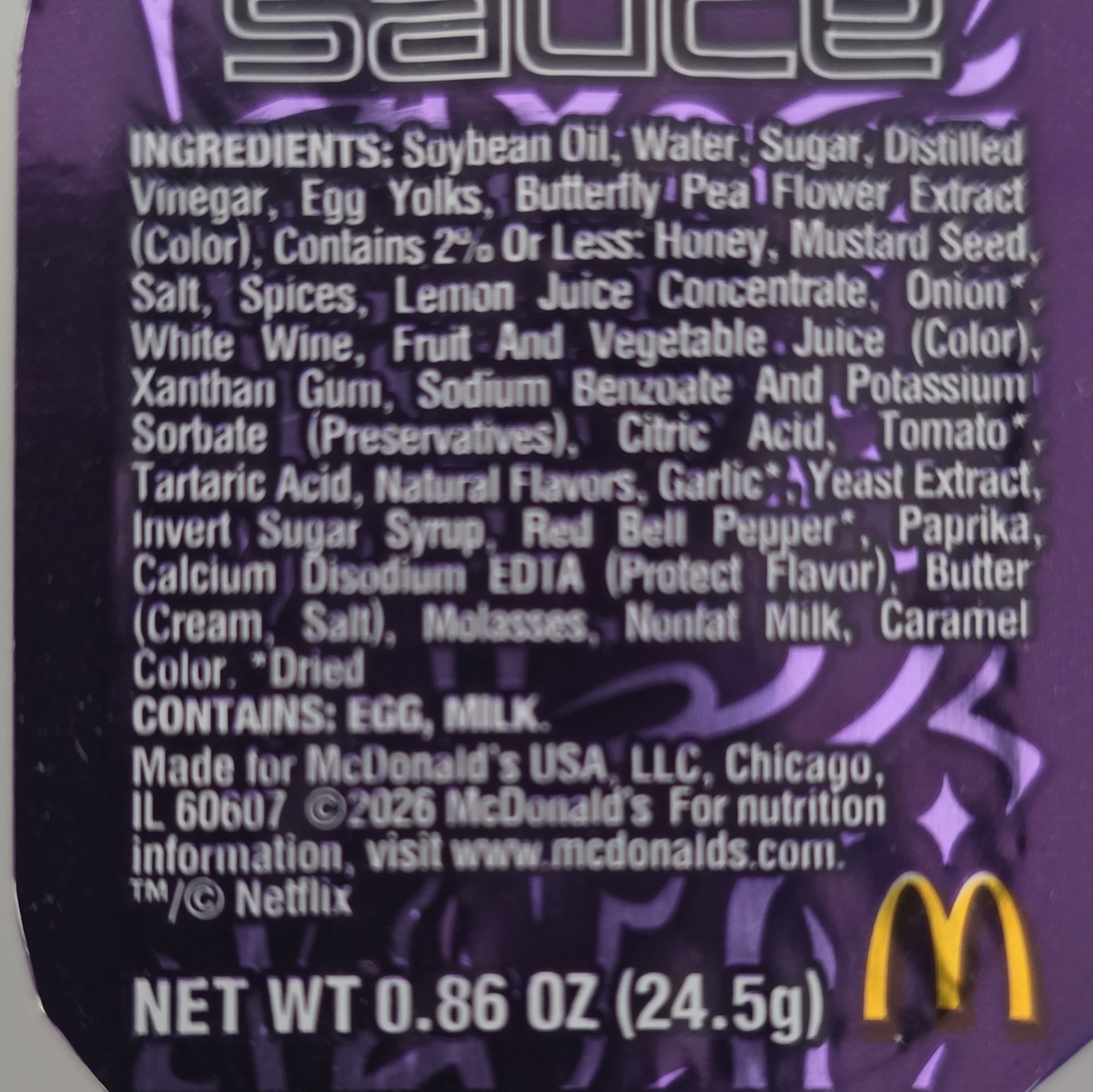 McDonald’s Hunter Sauce & Demon Sauce Dipping Sauce 2 Pack Contains Egg & Milk