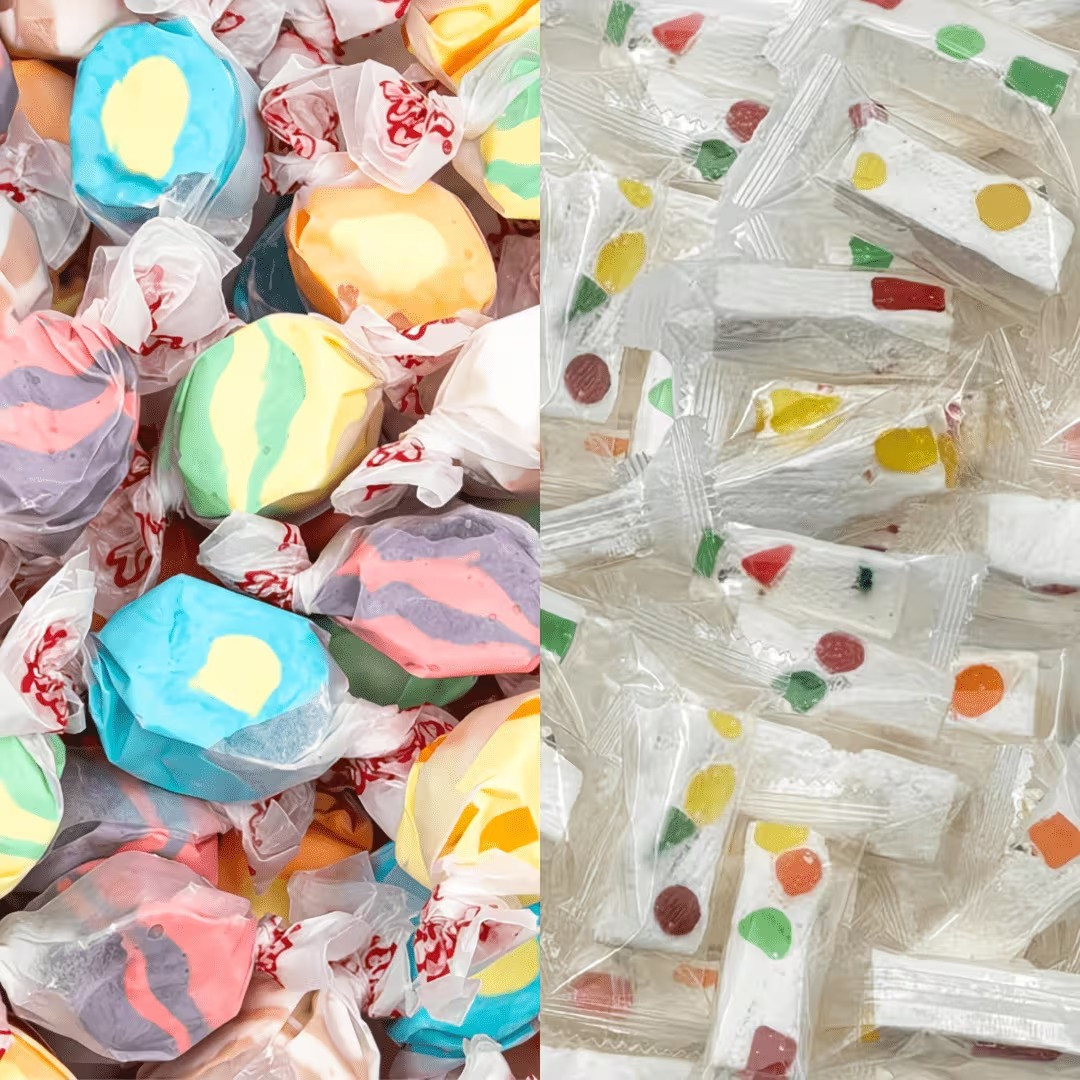 Salt Water Taffy Assorted Flavors & Nougat Candy Mix | 1LB ~ 2LB | Free Ship!