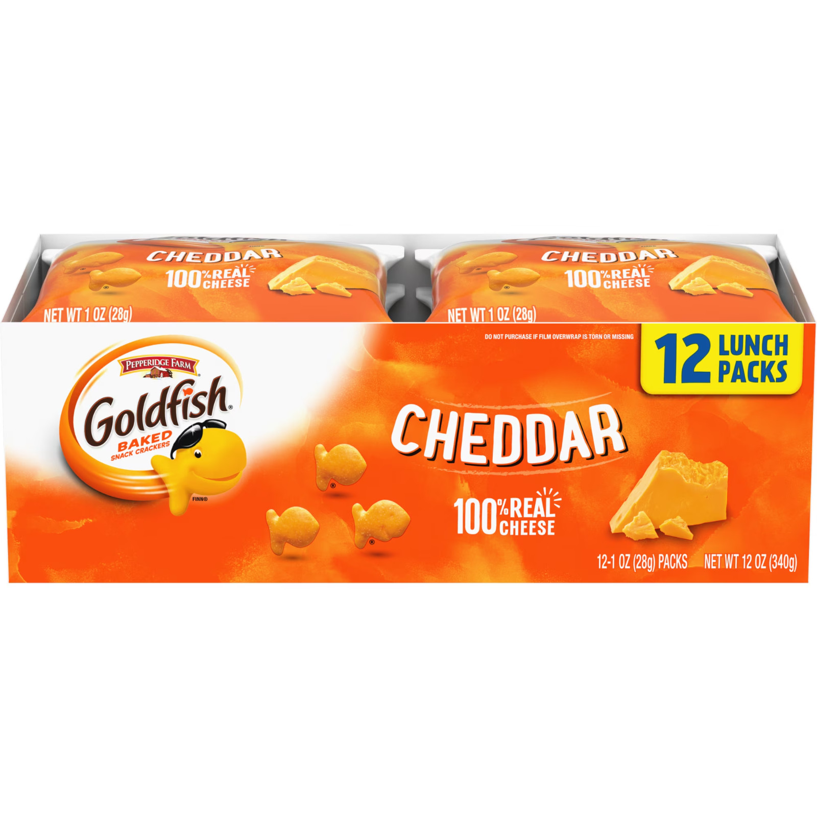 Goldfish Cheddar Cheese Crackers, Snack Packs, 1 oz, 12 Count Multi-Pack Tray..