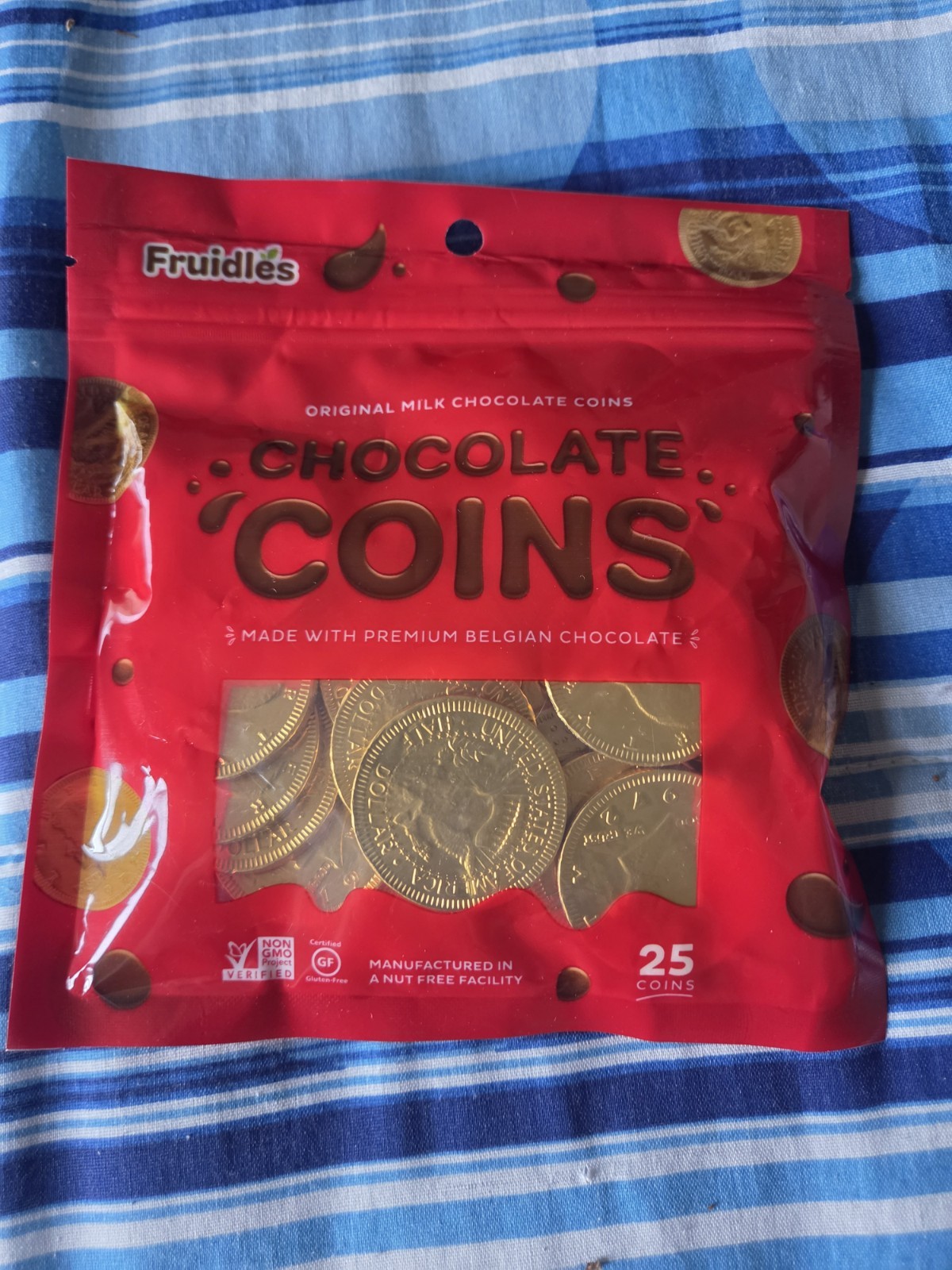 FRUIDLES Lot Of 75 (3 Bags Of 25 Ct) Chocolate Coins Premium Belgium Chocolate