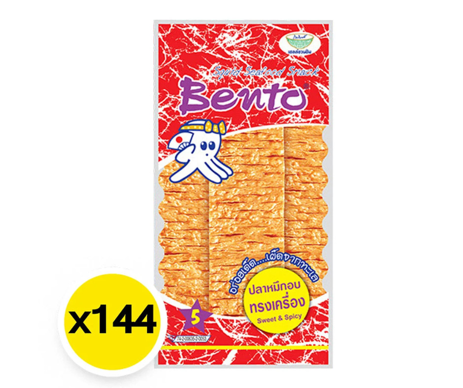 BENTO Sweet Spicy Squid Snack (4g each) Wholesale Box (144 Pcs).