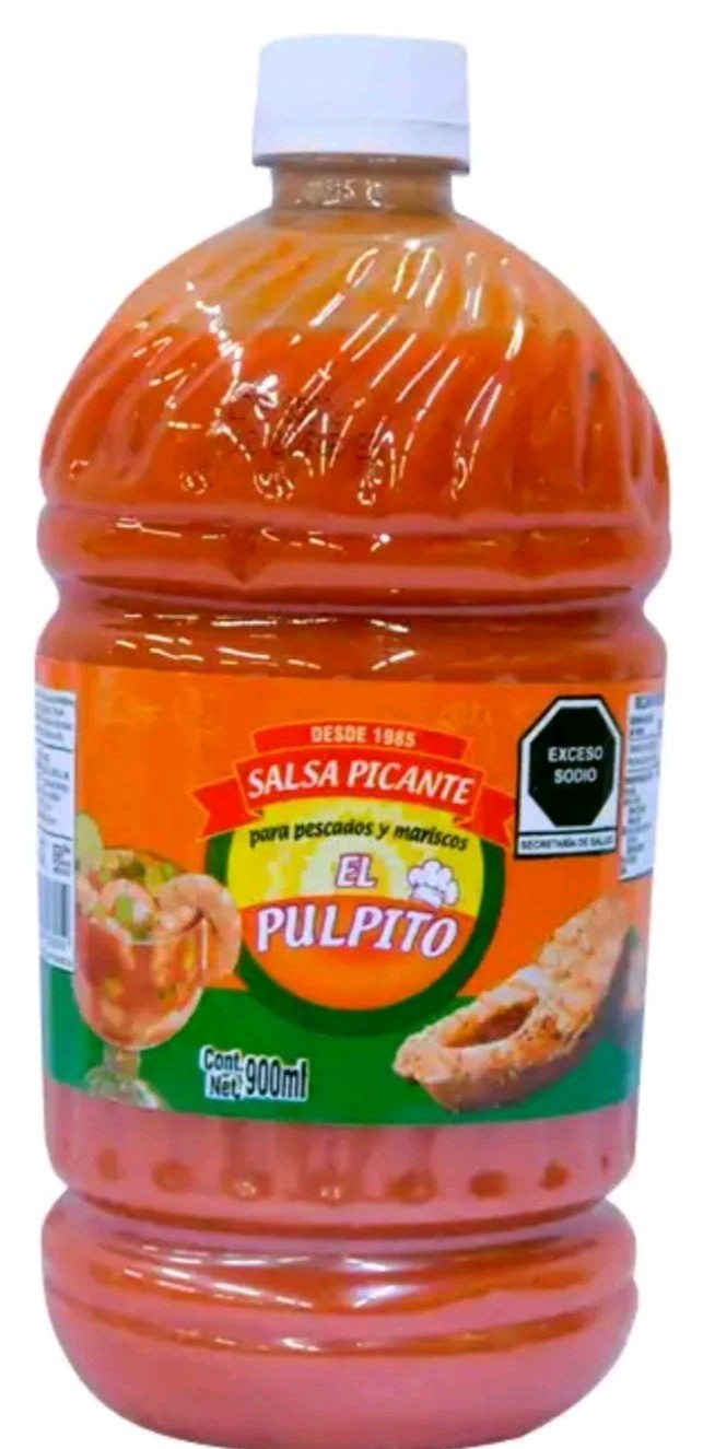 2X EL PULPITO SALSA PICANTE FOR SEAFOOD / MARISCOS – 2 BIG BOTTLES 900ml EACH