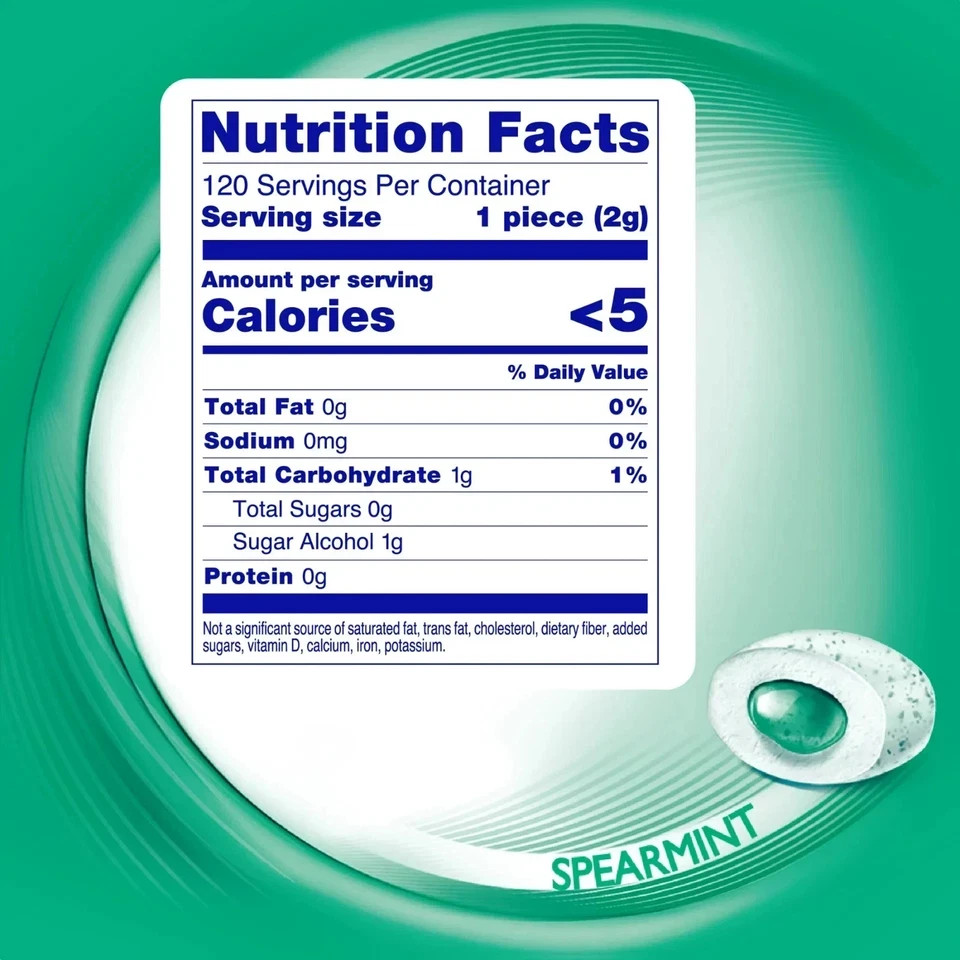 Mentos Pure Fresh Sugar-Free Spearmint Xylitol Chewing Gum, 120 Count Resealable