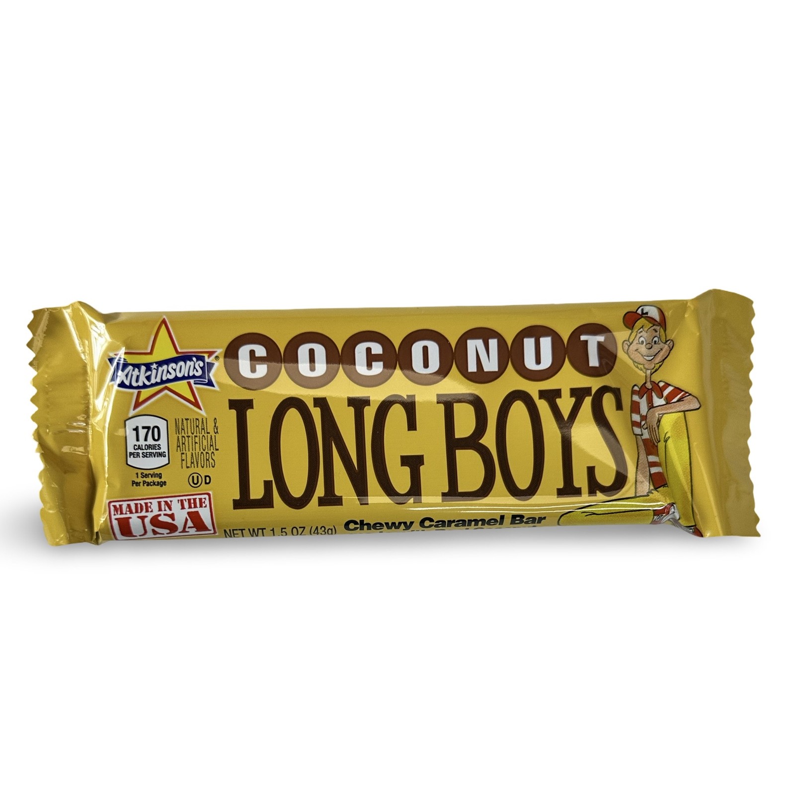 Coconut Long Boys Nostalgic New Orleans Chewy Candy Full Size Candy Bars, 4 Tota