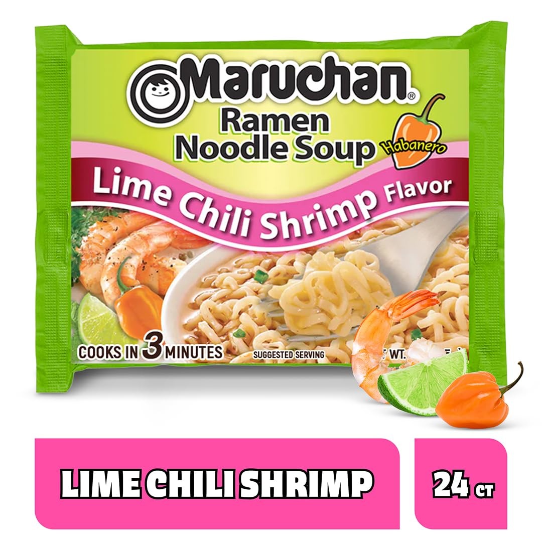 Maruchan Lime Chili Shrimp Instant Ramen Noodle Soup 72 Ounce Japanese Style