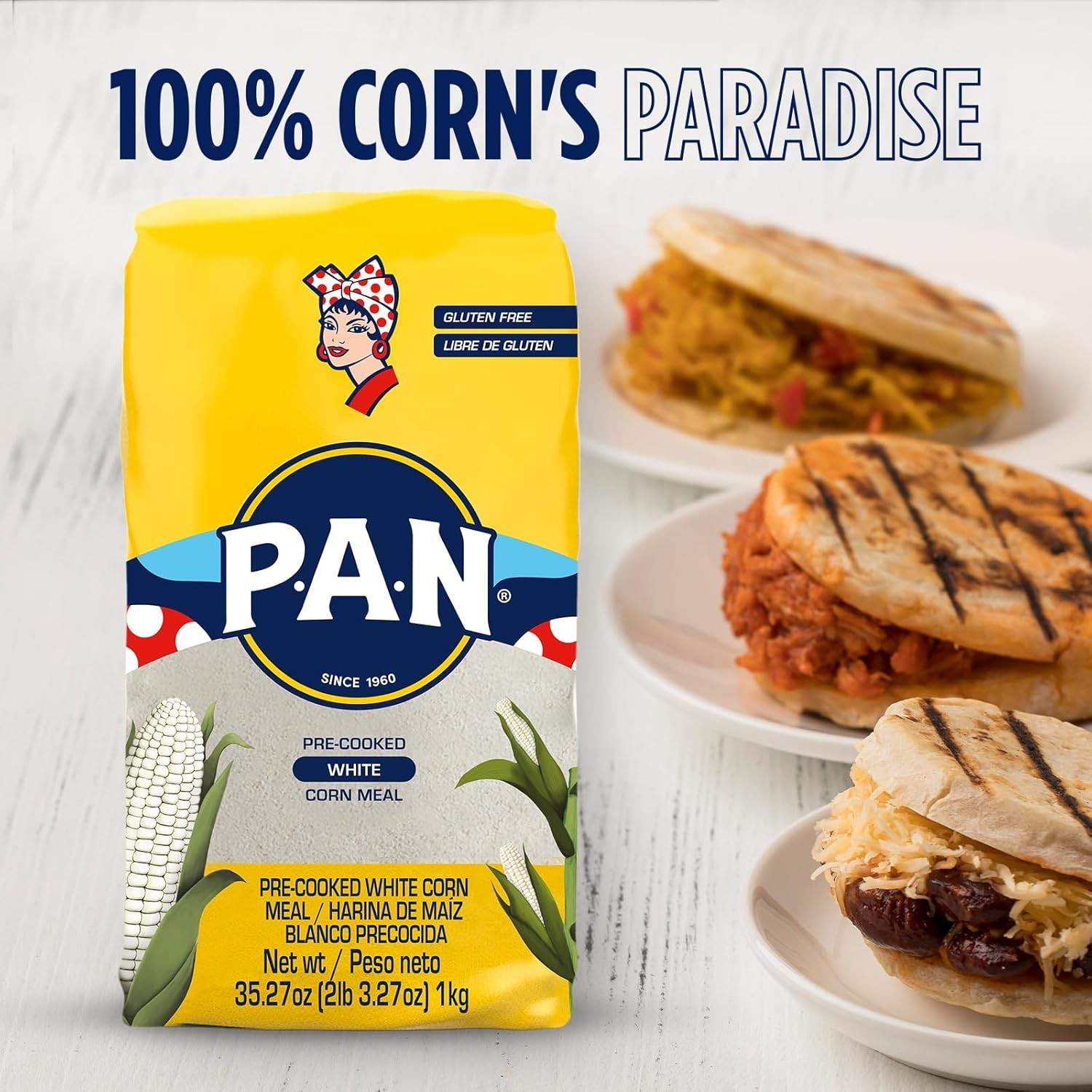Gluten Free White Corn Meal – Pre-Cooked for Authentic Arepas 35.27 Oz