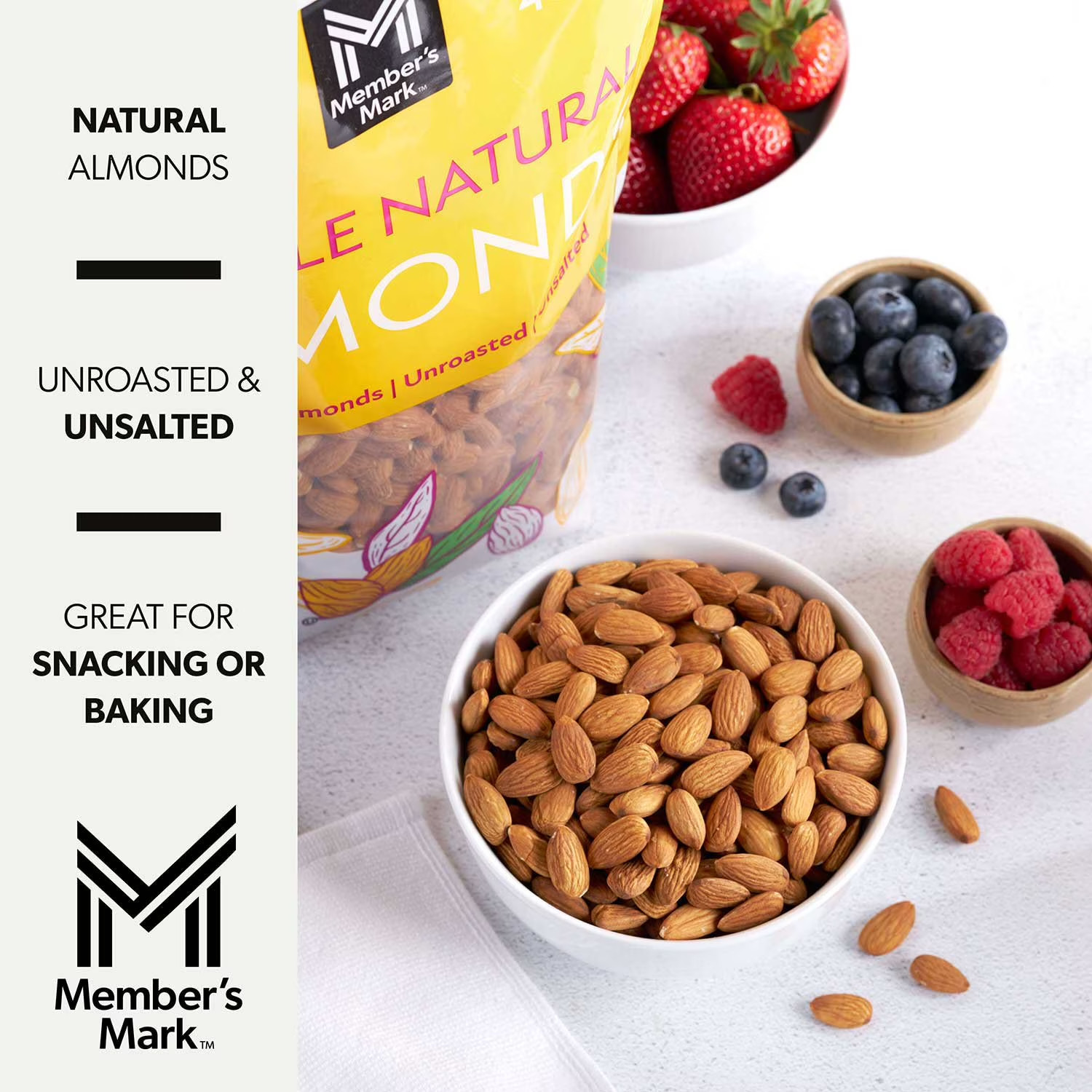 3 lbs Member’s Mark Natural Whole Almonds (48 oz) – NEW FRESH!