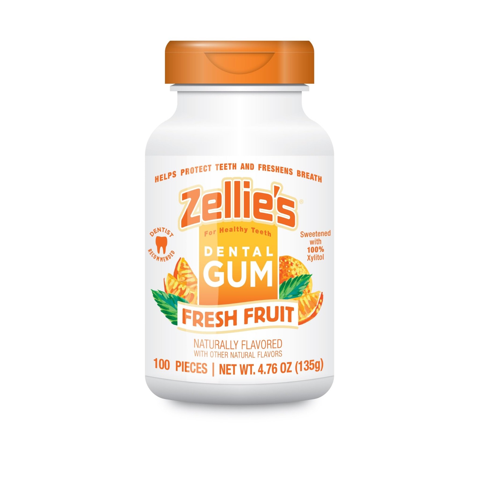 Zellie’s | 100% Xylitol Fresh Fruit Chewing Gum | No Aspartame, Gluten Free,