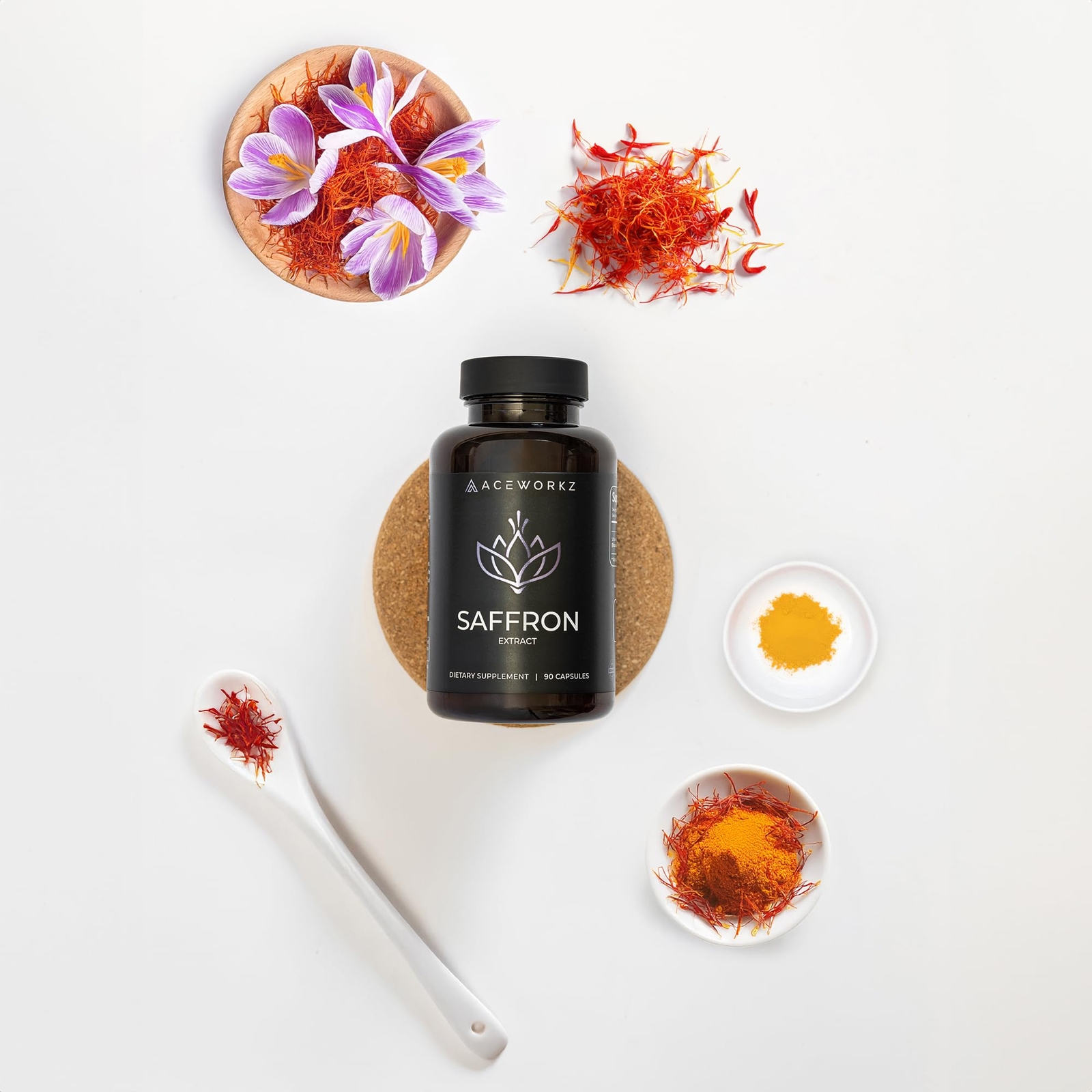 ACEWORKZ Saffron Capsules 100% Pure 90ct Energy Mood Eye Heart Support
