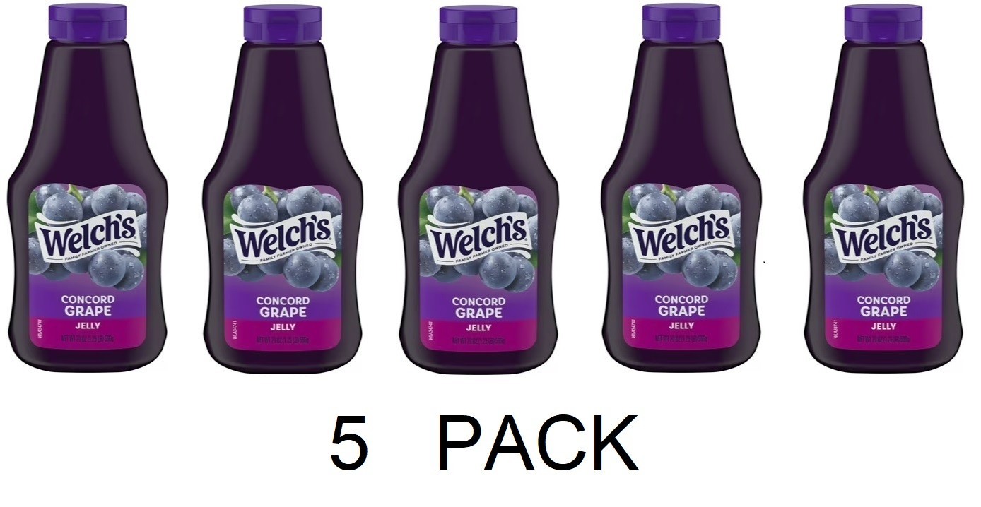 Welch’s Concord Grape Jelly 20 oz Squeeze Bottle Breakfast – 5 PACK