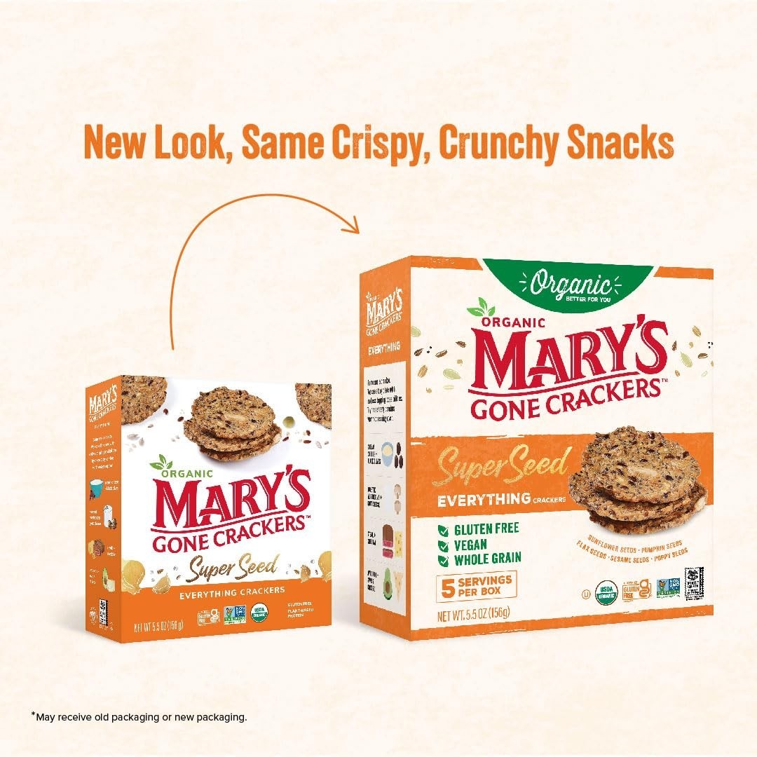 Mary’s Gone Crackers Organic Super Seed Everything Crackers, Gluten-Free, 5.5 oz