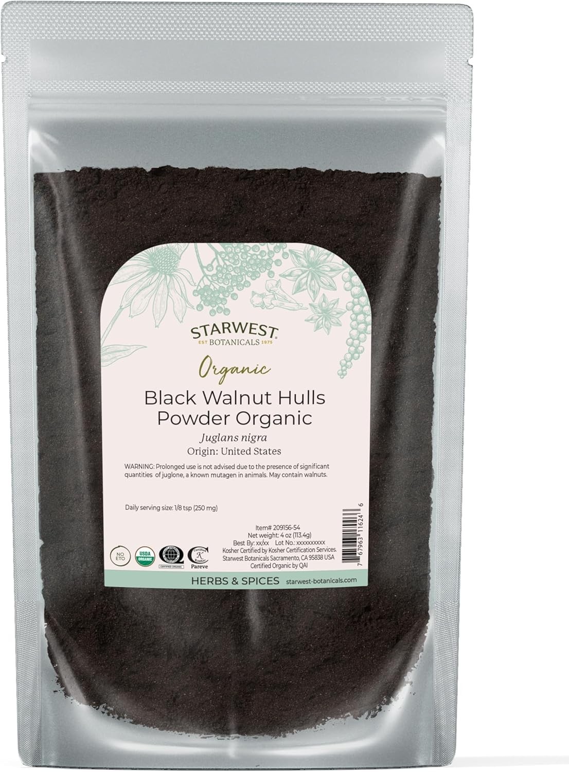 Starwest Botanicals Organic Black Walnut Hull Powder – 4 Ounce (Pack of 1)