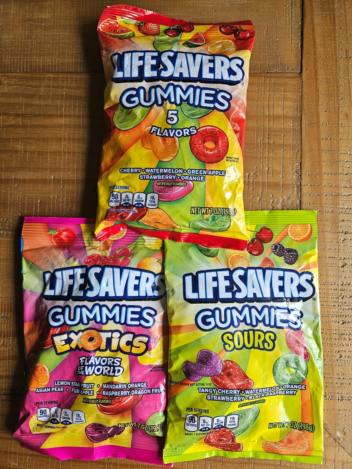 Lifesavers Gummies Variety Pack 3x Bags Sours Exotics 5 Flavors Candy 7oz Each