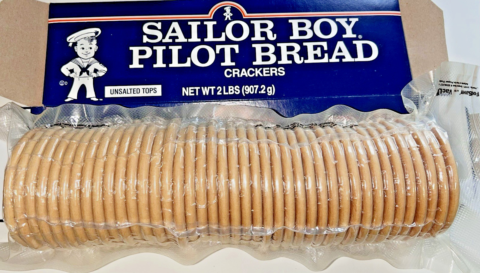 VACUUM SEALED! Sailor Boy Pilot Bread Crackers – 2 Lb Box (38-40 Crackers)
