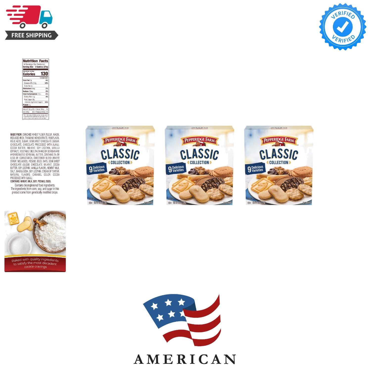 Cookies Classic Collection, 9 Cookie Varieties, 13.25 Oz. Box Pack of 3