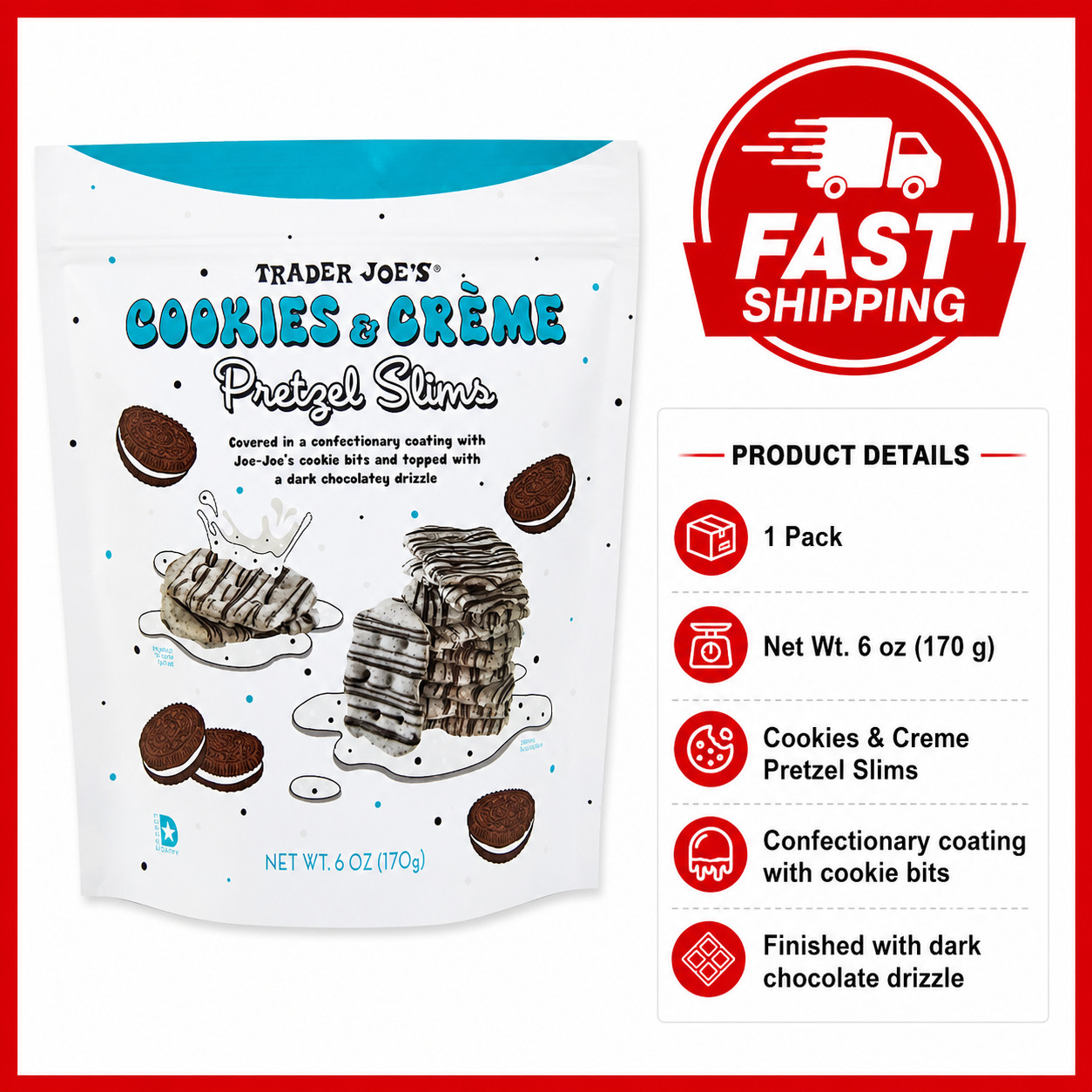 Trader Joe’s Cookies & Creme Pretzels Slims ~ 6 Oz