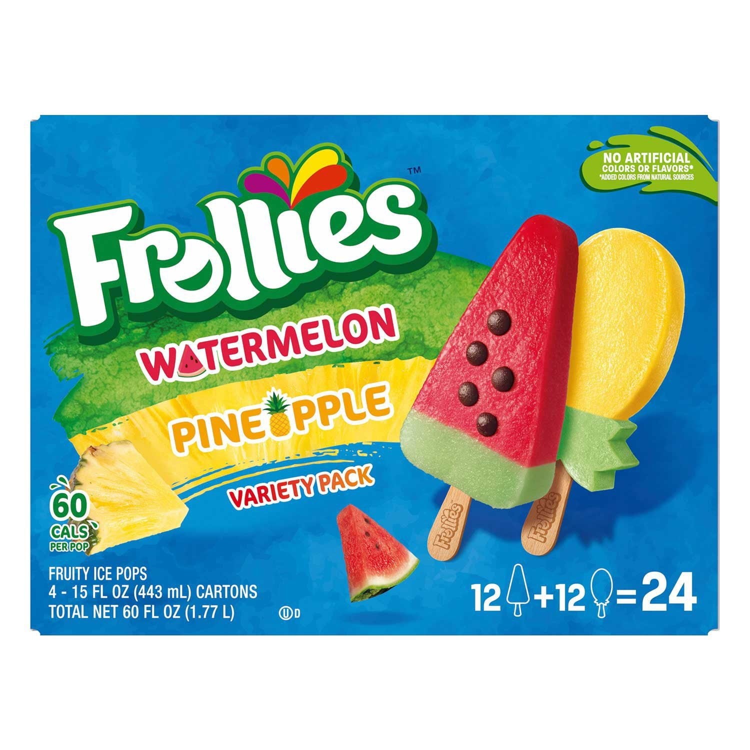 Frollies Watermelon and Pineapple Fruity Ice Pops, 2.5 fl. oz., 24 pk.