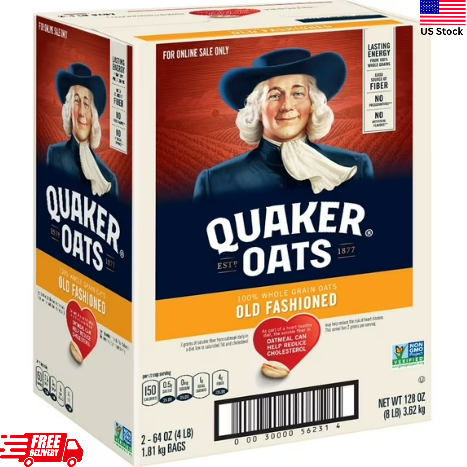 Quaker Old Fashioned Oats – 64 oz Bags (2 Count) – 8 lbs Total – NEW