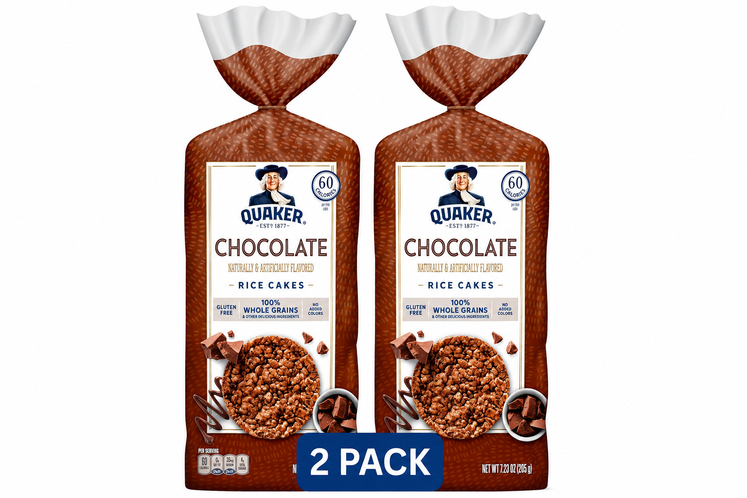 2 Pack Chocolate Whole Grain Rice Cakes, 7.23 oz Free Shipping in 2 Days..