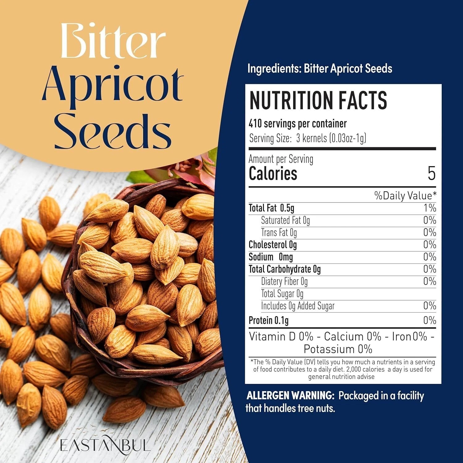 Organic Bitter Raw Apricot Kernel Premium Seeds 14oz Gluten Free Vegan USDA 1 lb