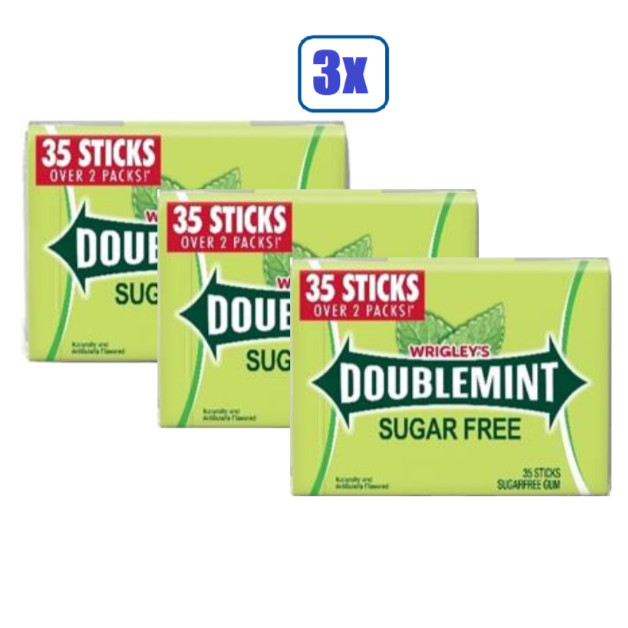 3x Pack Wrigley’s Doublemint Chewing Gum, 35 Sticks Per Pack, Sugar Free