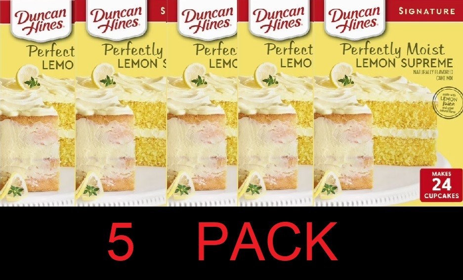 Duncan Hines Perfectly Moist LEMON SUPREME Cake Mix 15.25 oz Box – 5 PACK