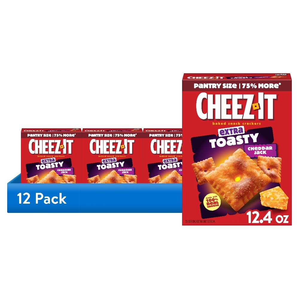 (12 pack) Cheez-It Extra Toasty Cheddar Jack Cheese Crackers, 12.4 oz